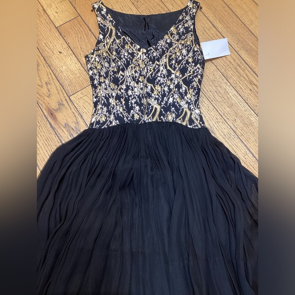 Vintage 1960’s Brocade Drop Waist Chiffon Dress - Picture 2 of 5